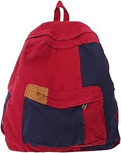 Vintage Canvas Backpack for Women Men Grunge Hippie Boho Patchwork Backpack College Book Bag Travel Casual Daypack (One Size,Red)