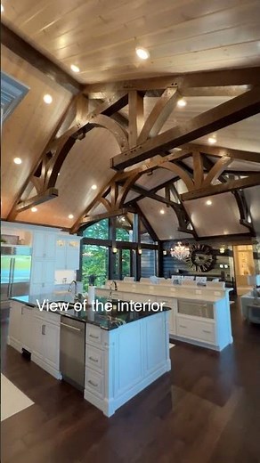 The Timber Lake: timber frame living right on the water #TimberFrame #LakeHouse #CustomHome