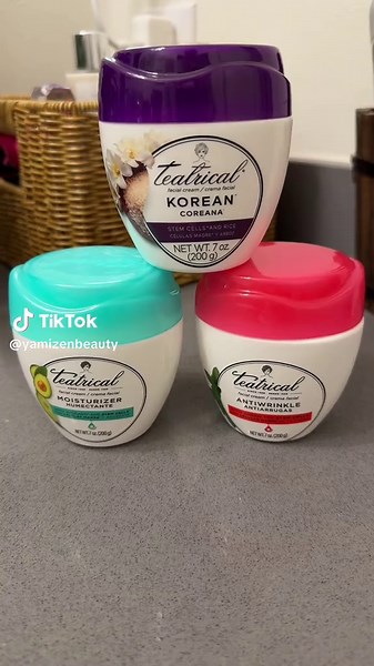 3-Pack Theatrical Facial Massage Cream Variety Pack - 7oz Daily Moisture Moisturizer, Korean Green Tea Skincare with Plant Stem Cells, Avocado, Rice, Gentle At-Home Formula for Facial Skin Wrinkles Fade