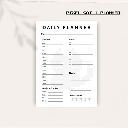 Pixel Cat Daily Planner | Pixel Style Printable PDF | Schedule, To-do, Notes | A4/A5 Letter Size | Instant Download - Etsy