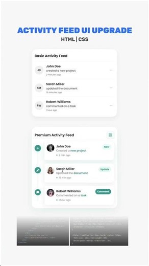 Activity Feed UI Upgrade | Basic vs Premium | HTML CSS # #uidesign #webdesign #futureui #nextui