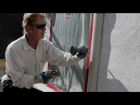 Hang and color Styrofoam trim on stucco