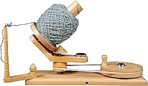 Antique Wooden Yarn Winder – Vintage Beechwood Knitting & Crocheting Wool Ball Winder for String & Fiber, Durable Hand Operated Tool