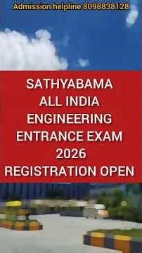 Sathyabama All India Engineering Entrance Exam (SAEEE)2026#EngineeringEntranceExam#DeemedUniversity