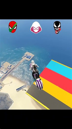 Gta 5 - Spiderman Vs SpiderWoman Vs Venom Vs Miles Morales Race Challenge #games #shorts #gta5