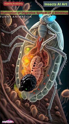 Microscopic Stinkbug Digestive System Excretion Animation | Insects AI Art | 02