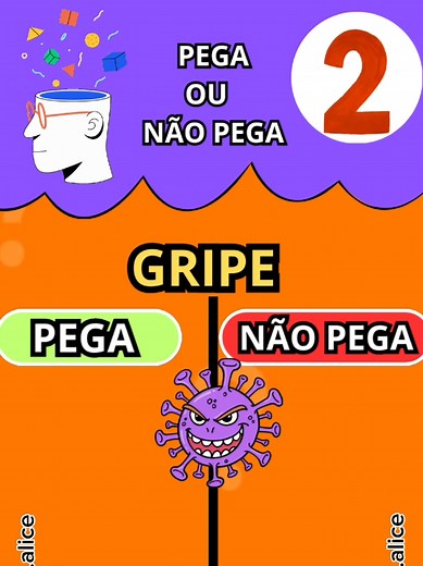Pega ou não pega? Você sabe dizer como a gripe é transmitida? #quiz #quiztime #alice #conhecimentos #gripe