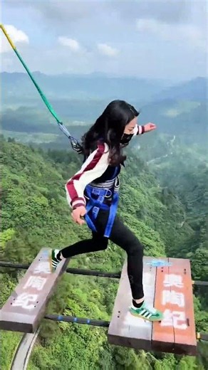 Funny And Exciting Collection_Bungee Jumping With Rope In Beautiful Place