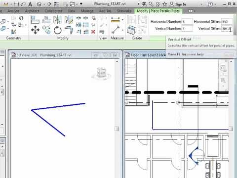 Revit MEP 2012 Tutorial - Plumbing: Parallel Pipes