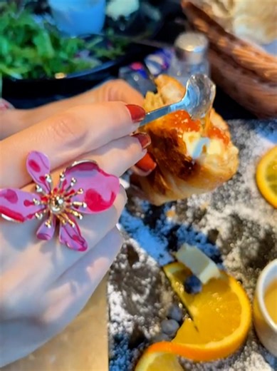 Starting my day the best way possible with a flaky, buttery croissant! 🥐 It's the perfect treat for breakfast, don't you think? I love pairing it with a dollop of sweet jam for that extra burst of flavor. It reminds me of a cute little cafe in Paris! 🇫🇷 Such a simple pleasure, but it always makes my morning feel a bit more special. This classic combo never disappoints! What's your favorite way to enjoy a croissant? Let me know in the comments! 👇 #CroissantLove #BreakfastGoals #Jammin #Mornin