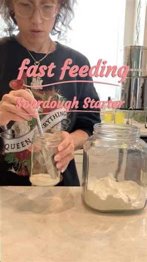 Fast & Simple - Feed Sourdough Starter water & bread flour - easy method, no measure, step by step