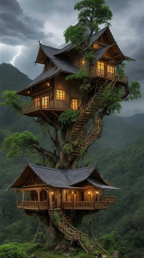 🌲 Amazing Luxury Treehouse Build in the Mountains 🏡✨ #viral #shorts #shortvideo #shortsviral