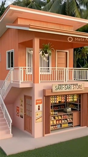 2 Storey half-concrete, half-metal cladding house with sarisari store concept.