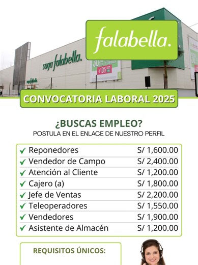 Convocatoria Abierta en Saga Falabella 2025