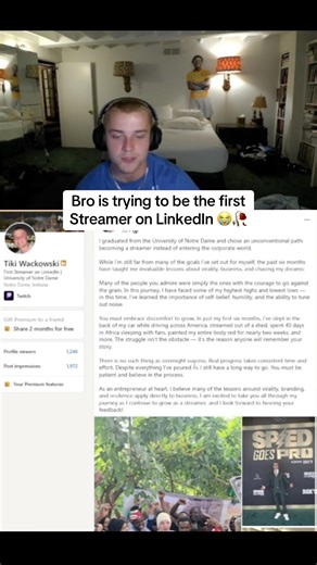 Twitch: tikibeen1 🚀#tiki #linkedin #viral #funny #explore #trending #business #streaming #shorts