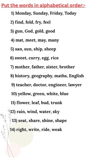 Alphabetical Order Challenge 🔤 | Can You Solve All 14? #learn #english #vocabulary #education