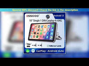 ESSGOO 10 Android 13 464G Wireless Carplay Android Auto Car Stereo Radio 1 DIN GPS Navi BT FM RDS