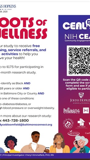 🌱 ROOTS OF WELLNESS: PARTNERSHIP RECAP 🌱 Transformation Health is honored to have partnered with Baltimore Connect, Johns Hopkins, CEAL DMV, and the NIH CEAL Community Engagement Alliance to advance the Roots of Wellness research study. This initiative focuses on improving community health outcomes through free health coaching, service referrals, and group-based activities designed to address and prevent chronic conditions such as pre-diabetes, high blood pressure, and obesity. Through this co
