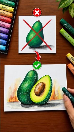 Easy Avocado Drawing with Oil Pastels 🥑
