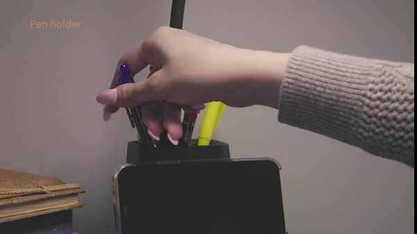 Sailstar Desk Lamp, LED Desk Lamps for Home Office, Wireless Charger Small Desk Lamp with Pen Holder, 3 Color Modes, Dimmable, CRI 85, 800LM, Study Lamps for College Dorm Room, Adapter Included, Black