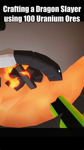 Forging a Dragon Slayer Sword with 100 Uranium Ores In #roblox #theforge