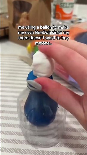 me using a ballon to make my own NeeDoh since my mom doesn’t want to buy me one..