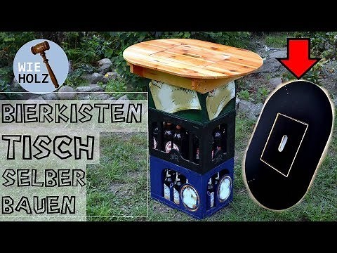 Bierkasten Tisch - Stehtisch selber bauen aus altem Holz -