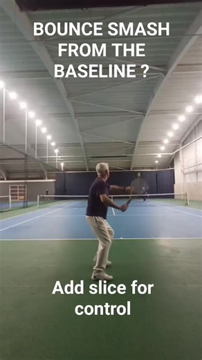 13K views · 55 reactions | The deep bounce smash is a tough shot. I've found that for consistency it pays to add slice to the shot. And you must play it positively #tennissmash #tennisskills #tennistechnique #tenniscoaching #onemoreball | Tennis | Facebook