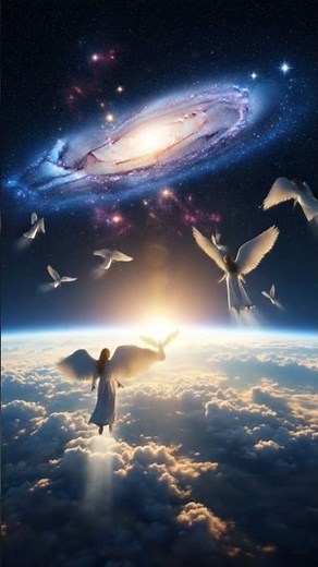 Angels Descending from Galaxy to Earth | Cinematic 4K Divine Scene 🌌👼 #Angels #Galaxy #Earth