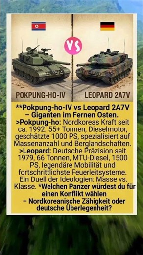 Pokpung-ho-IV vs Leopard 2A7V — Masse gegen Klasse! 🇰🇵 vs 🇩🇪#shorts