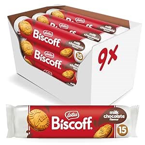 Lotus Biscoff Sandwich Cookies, Milk Chocolate Cream, 15 Cookies per pack, 5.29 Ounce (Pack of 9)