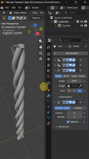 How to make twisted cable in Blender #3d #blender