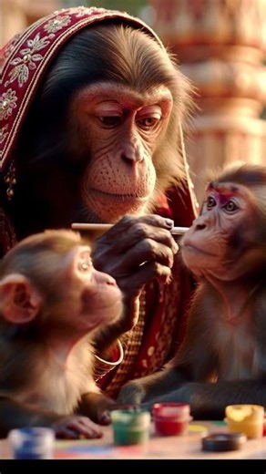 🐒 Funny Monkey Doing Makeup 😂 | Cute Monkey Makeup Video #Shorts