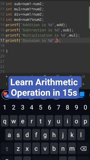 Learn arithmetic operation in 15s with error code