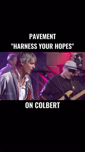 In celebration of their new movie ‘PAVEMENTS’ (in theaters now), indie rock icons Pavement played ‘Late Night with Stephen Colbert’ on Thursday night, performing their streaming hit “Harness Your Hopes.” #pavement #pavements #awordthatrhymeswithpavement | BrooklynVegan