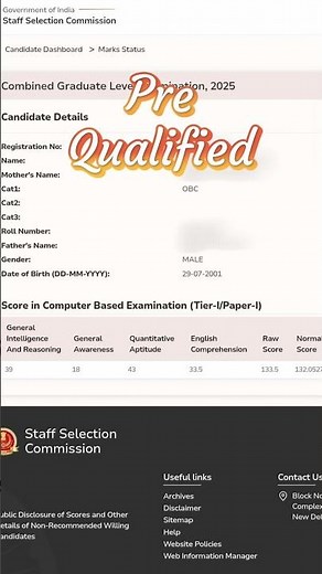 SSC CGL Prelims 2025 Qualified || Score Card Out || CGL cut off 2025