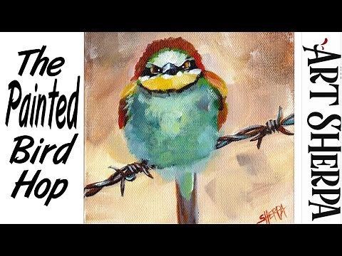 ANGRY BIRD ON BARBED WIRE | Beginners Acrylic Tutorial Step by Step | The Painted Bird Hop