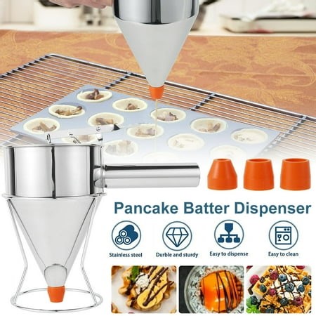 AMERTEER 1.2L Pancake Batter Dispenser  Stainless Steel Funnel Cake Dispenser with Stand Great for Cupcakes  Takoyaki or Any Baked Goods - Walmart.ca