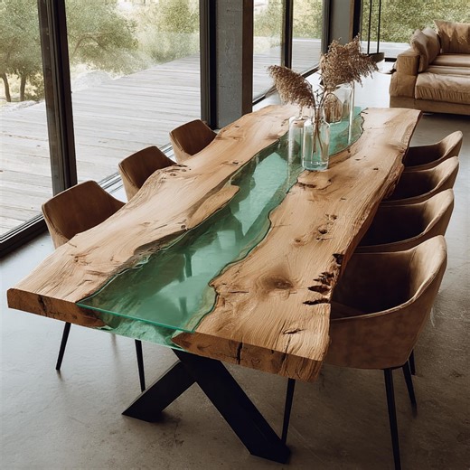 Custom Walnut Dining Table - Epoxy Table - Solid Wood Epoxy Table - Farmhouse Epoxy Table - Handmade Table - Live Edge Walnut Dining Table - Etsy