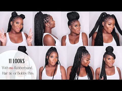 HOW TO | STYLE MEDIUM KNOTLESS BRAIDS WITH NO HAIR ACCESSORIES! | Protective Styles