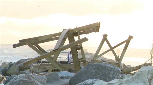 Strong surf, winds wash out Ponce Inlet jetty walkway months after repairs