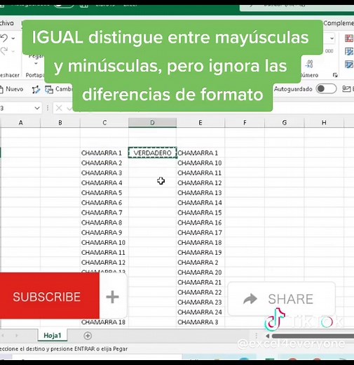 ¿Para qué sirve la función IGUAL en Excel?