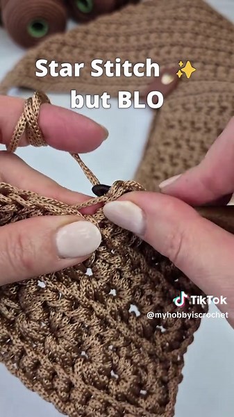 This stitch made this bag 👀 Free pattern: Textured Star Stitch Origami Bag on myhobbyiscrochet.com Link in bio ✨ #crochet #crochettiktok #crochet #crochettiktok #crochetbag
