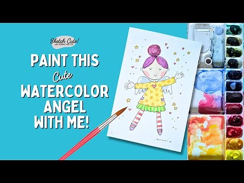 How to Paint a Whimsical Watercolor Angel | Step-by-Step Sketch Cute Tutorial