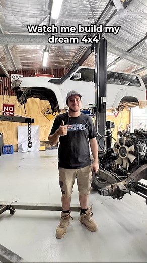 4WD 24/7 on Instagram: "DREAM 4x4 Build: Part 1  Check list: pull out engine, install gearbox, grind off rust & respray the chassis with @raptor.australia.official DONE! ✅ - #diy #dreamcar #4x4 #4x4builds"