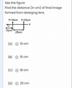 See the figure Find the distance (in cm ) of final image formed from diverging lens.