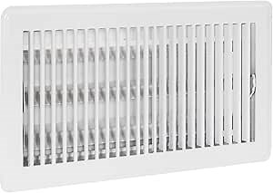 EZ-FLO 6 x 12 Inch (Duct Opening) Floor Register Vent Cover, One-Way Ventilation Register Diffuser, Solid Steel HVAC Air Vent Cover, White, 61638