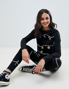ASOS DESIGN christmas lights print glitter two-piece | ASOS