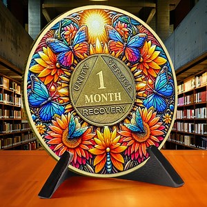 Custom Year Sobriety Coin - Butterfly Sober Coin 1-40 Years AA NA Chip - Sober Recovery Gifts Gift for Men/women - Etsy
