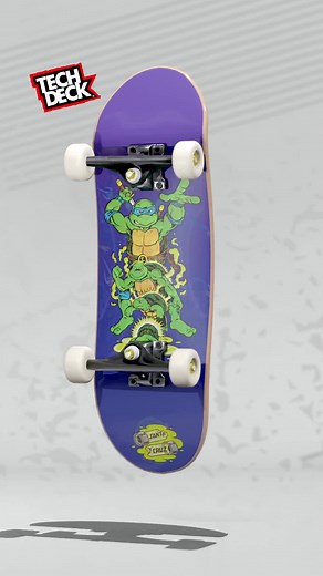 Check out this epic collaboration between Tech Deck and @TMNT, brought to you by @santacruzskateboards. Whether you're shredding in the skatepark or practicing tricks at home, this deck is a must-have for any Ninja Turtles fan! 🤙 🔥 #TechDeck #TMNT #StartSmallGoBig #Collaboration #santacruzskateboards #Cowabunga